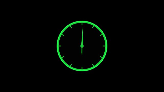  Clock icon vector animation with clock face on black background