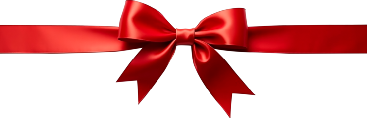  red ribon and bow on a transparent white background.