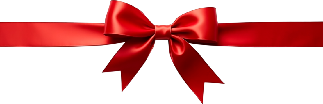  red ribon and bow on a transparent white background.
