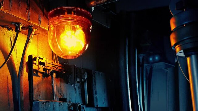 Flashing Light In Industrial Corridor Loop