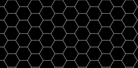 Obraz premium Geometric hexagon shapes. black, white, background, Seamless futuristic pattern. polygon hitch technology wallpaper. Hexagonal metal, honeycomb, 3d, white, technology, medicine, advertising. Modern.