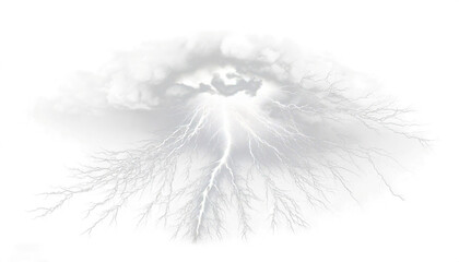 White Thunderstorm With Clouds on a White Background