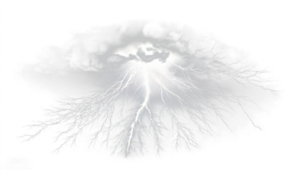 White Thunderstorm With Clouds on a White Background