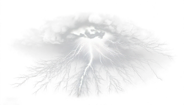 White Thunderstorm With Clouds on a White Background