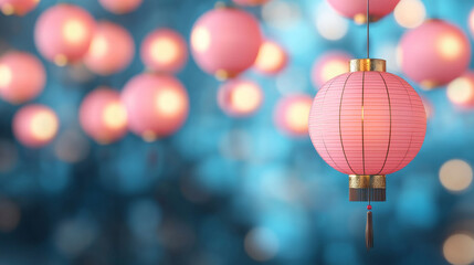 Pink lanterns illuminate festive atmosphere during celebrations