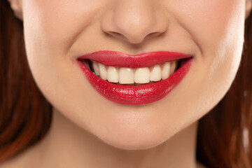 Fototapeta premium Fresh smile of woman with healthy teeth