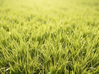 Fototapeta premium Soft, lush green grass texture, sunlit meadow, photosynthesis, terrain