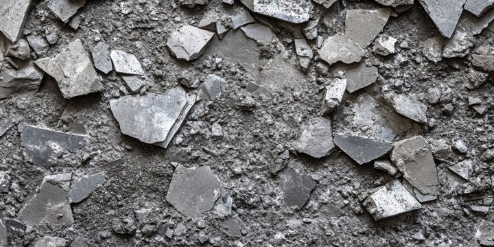 Escombros de concreto en el suelo