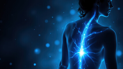 Naklejka premium Vagus Nerve Stimulation Visualization with Lightning Effects