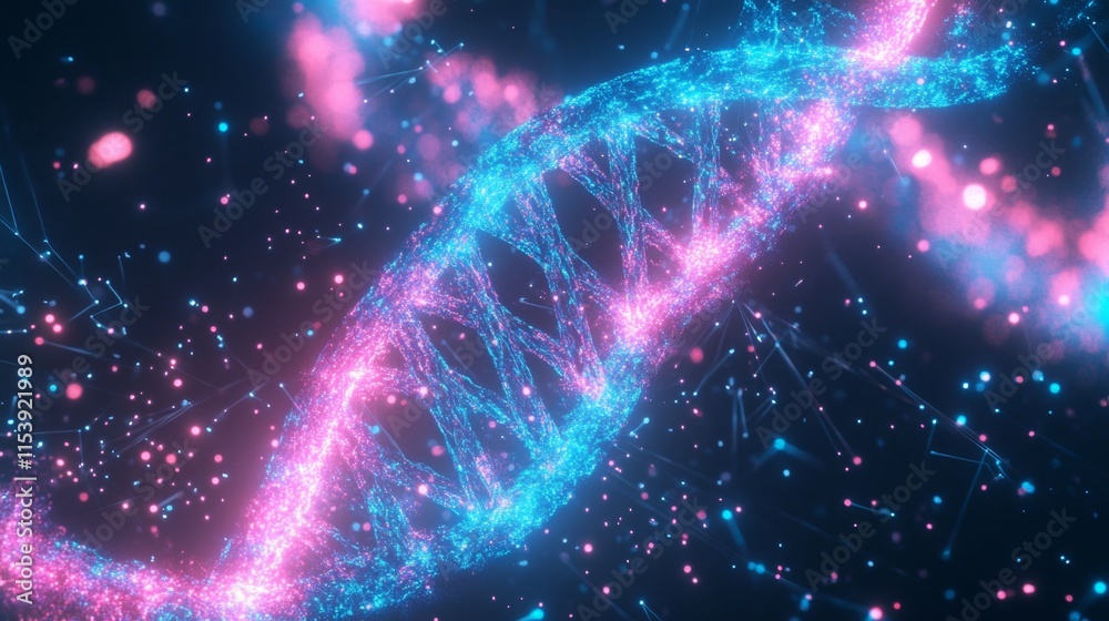 Poster dynamic dna structure visualization science lab infographic animation colorful background close-up v