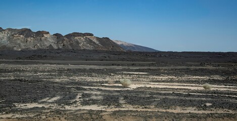 volcanic landscape in the Volcano area of the Afar region in Ethiopia
