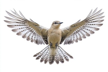Obraz premium Bird in Flight, Wings Spread, White Background