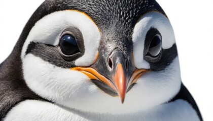 Naklejka premium Close-up of a Gentoo Penguin's Face with Striking Eyes