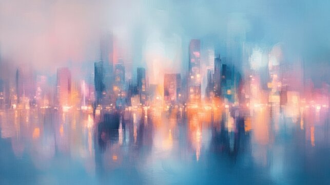 Paisaje urbano abstracto con reflejos en el agua