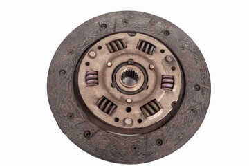 flywheel of the car. in disassembled condition there are also traces of use. close-up. worn part.