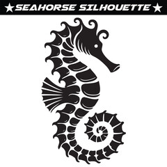 Sea horse silhouette isolated on a white background