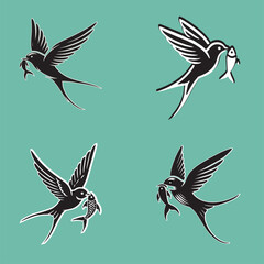 Flying Different types of bird collections on white background