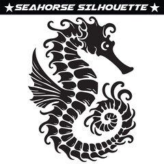 Sea horse silhouette isolated on a white background