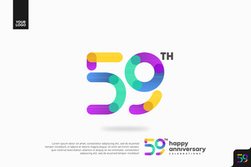 Number 59 logo icon design, 59th birthday logo number, anniversary 59