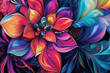 Vibrant Abstract Floral Design with Stunning Colors