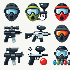 Paintball Icons set vector illustration
