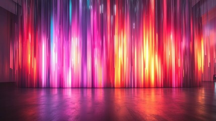 An eye-catching digital artwork featuring vibrant streaks of colorful lights in a dynamic arrangement, creating an abstract visual experience.