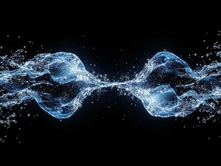 Abstract Blue Water Flow on Black Background