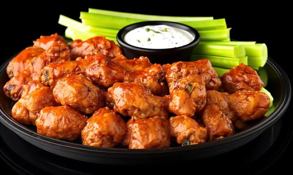 Delicious Spicy Buffalo Chicken Wings with Celery and Ranch