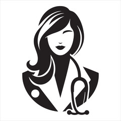 Female doctor silhouette vector. Female doctor icon silhouette illustration