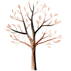 Fototapeta premium watercolor illustration of a cute little A tree without leaves.