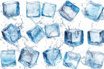 Obraz premium Ice Cubes Splashing in Water
