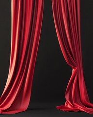 Red Velvet Curtains on Black Background
