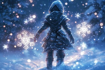 Fototapeta premium Solitary Figure in a Winter Wonderland