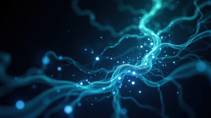 Vagus Nerve Stimulation - High-tech medical concept with futuristic blue electric effects on dark background.
