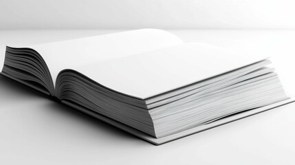This image showcases a blank open book, ideal for print and digital design mockups. It features a minimalist style and ample space for design.