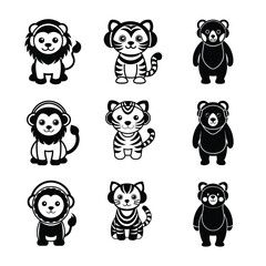 Fototapeta premium set of funny cartoon animals