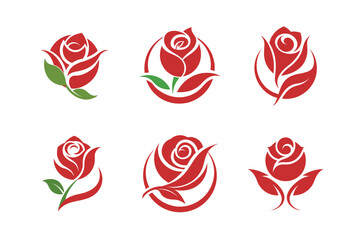 set of red and black and white icons