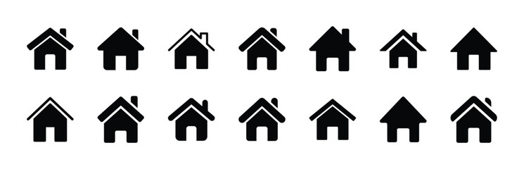 Set of home icon vector. House symbol illustration on white background