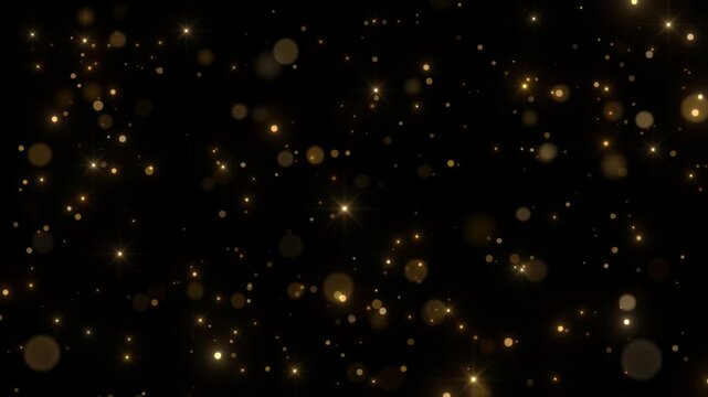twinkling black stars gold background loop