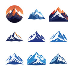 mountain icons set