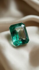 Emerald Gemstone on Silk Fabric