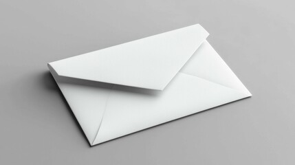 A sleek, modern white envelope lies on a gray background, showcasing a clean and minimalist design ideal for various professional uses.