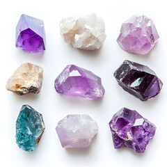 crystal stones in white background