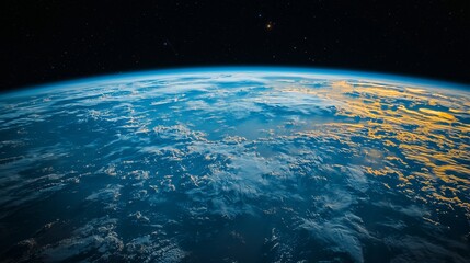 Stunning Aerial View of Earth with Clouds and Horizon at Dusk