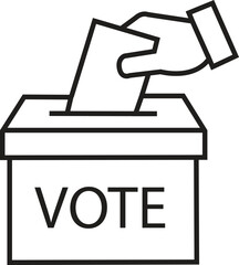 Hand voting ballot box icon, Election Vote concept, Simple line design for web site, logo, app