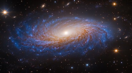 Obraz premium Stunning Spiral Galaxy with Bright Core and Glittering Stars