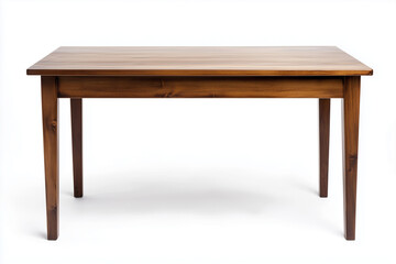 Selective focus minimal style wooden table isolated on white background, Dining table on white.