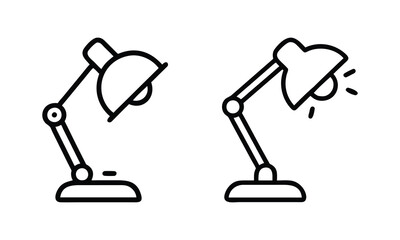 Minimalist Desk Lamp Line Art Illustration, Black and white line art illustration of two adjustable desk lamp designs, perfect for modern workspaces, study areas, or home offices.
