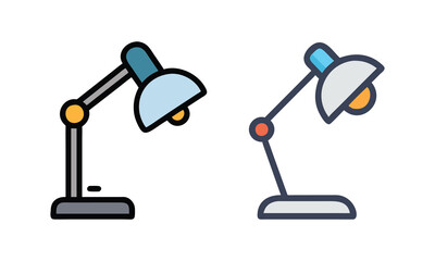 Desk Lamp Vector Illustration Set, Vector illustration of two desk lamp designs in vibrant colors, showcasing modern and functional lighting solutions for workspaces or home offices.
