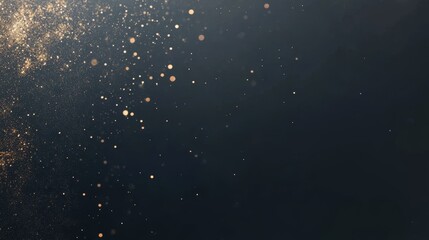 Sparkling Golden Particles Disperse Gracefully Against a Dark Background, Creating an Enchanting Visual Effect During an Artistic Presentation or Celebration